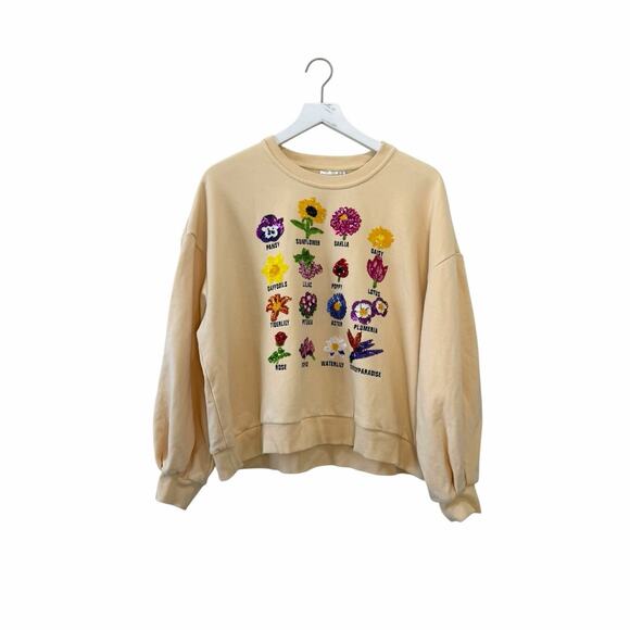 QUEEN OF SPARKLES Sweaters - Queen of Sparkles Flower Sequin Sweatshirt Small Floral Pullover Size Small